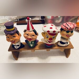 Bar Bobble Heads Beverage Stoppers ! Rare, Japan, signs of age.